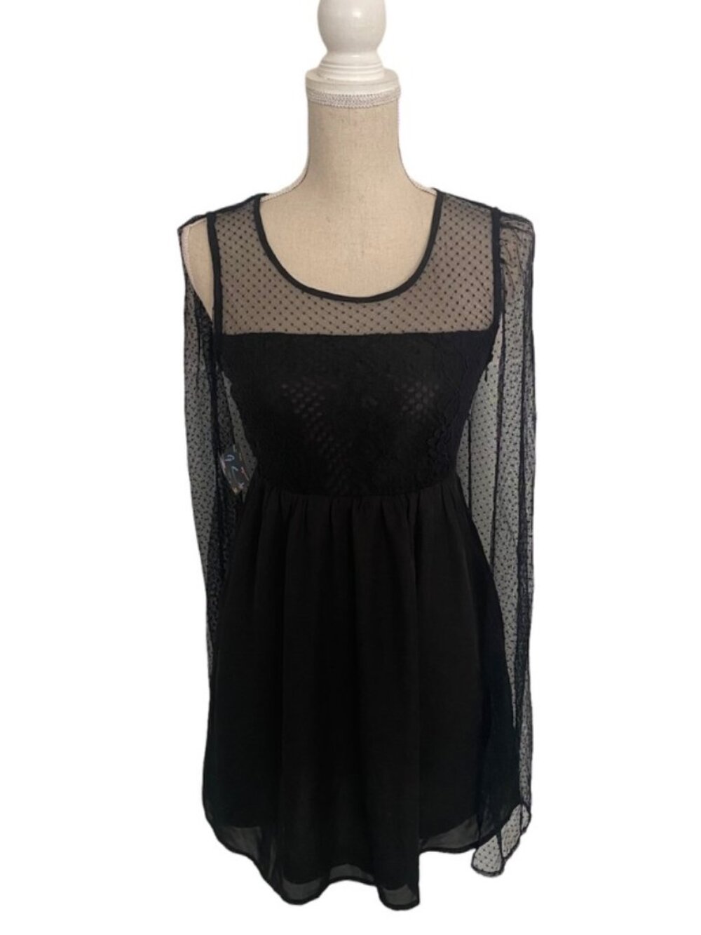 Nasty Gal Black Caped Mini Dress Size S NEW BUT WITH FLAWS